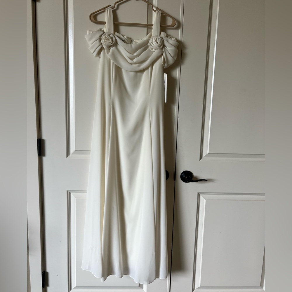 Vintage Scott McClintock Wedding Prom Cocktail Ivory Chiffon Dress NWT